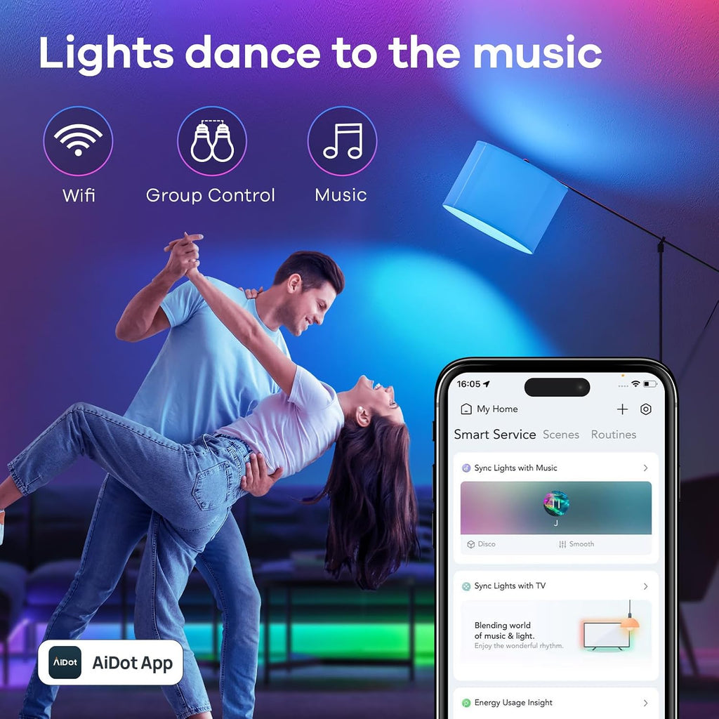 Matter Smart Light Bulb, Smart Bulbs Work with Apple Home, Siri, Alexa, Google Home, SmartThings, Color Changing (3 Pack)