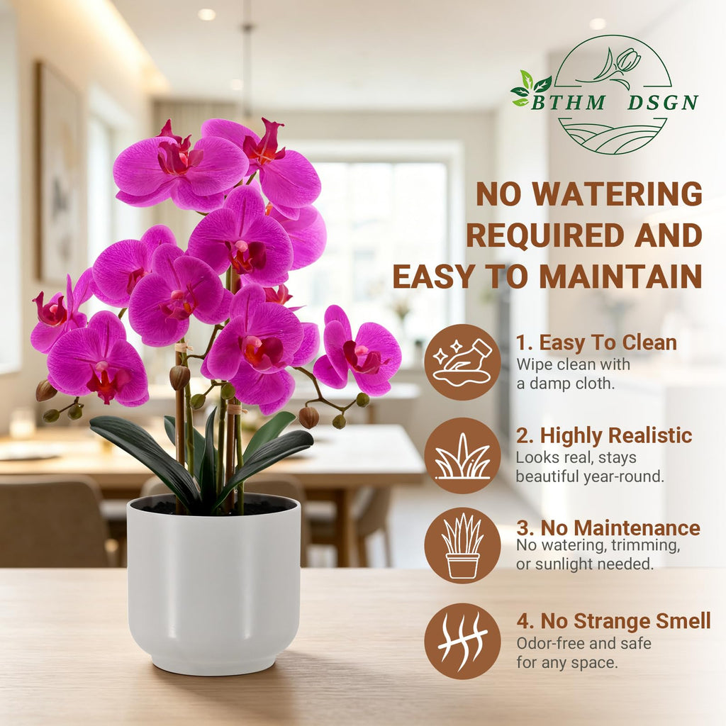 Faux Orchid 19"Tall Artificial Flower Plant Indoor Decor