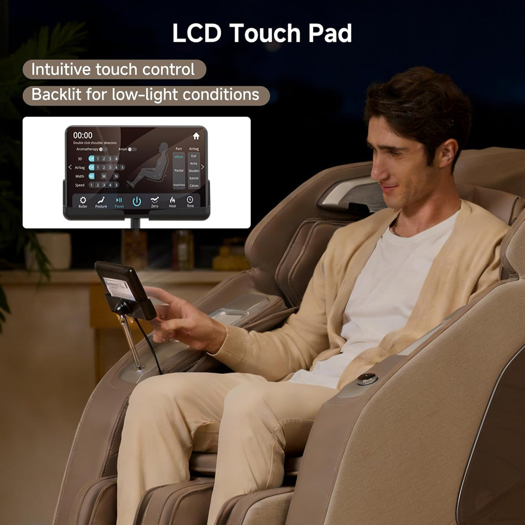 4D Massage Chair Full Body Zero Gravity SL Track Recliner | 20 Auto Modes, 6 Massage Technique, Backlit Toch Pad