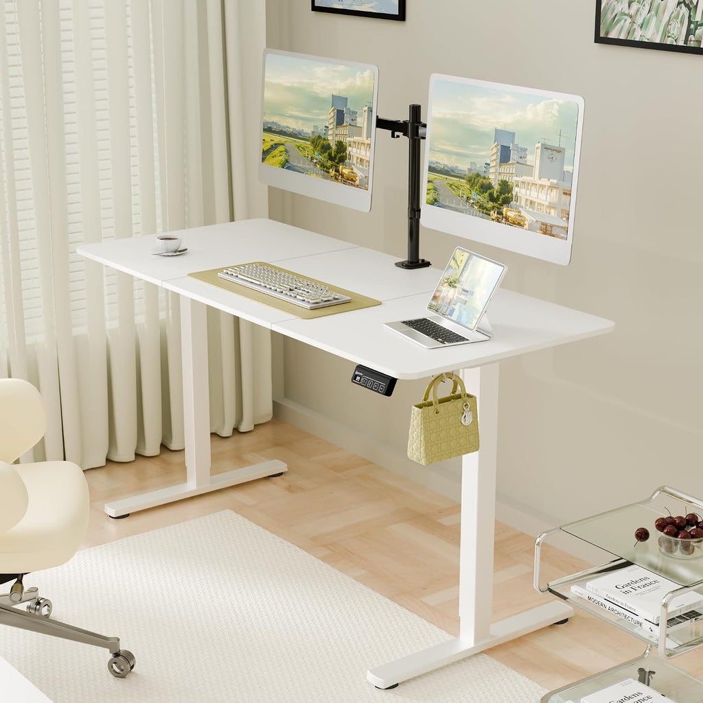 55"x24" Standing Desk, Height Adjustable Sit-Stand Office,White