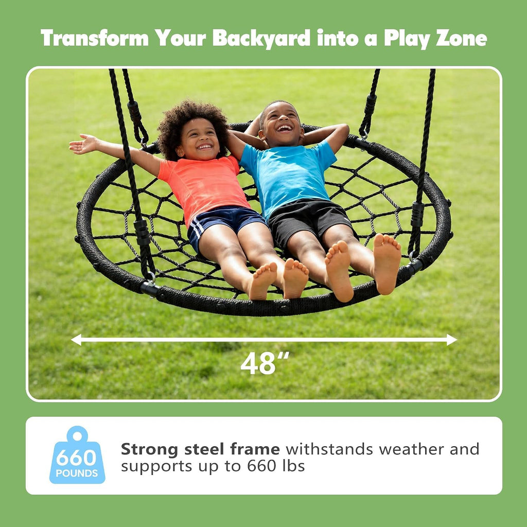 48 Inch Spider Web Tree Swing, Round Net Swing