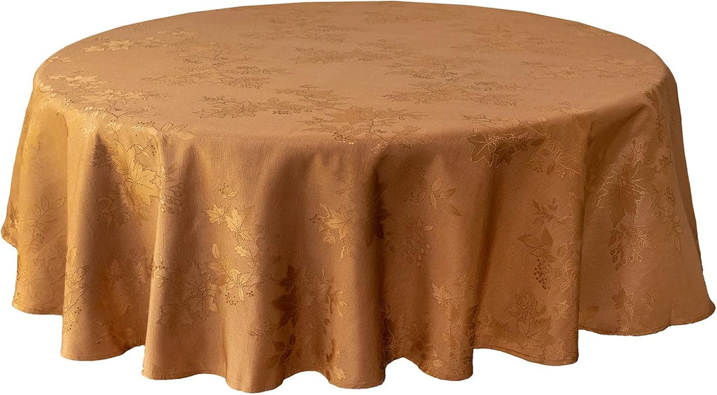 Tablecloth, Countryside Leaves Damask Fabric Table Cloth for Fall, Harvest & Thanksgiving (Amber, 70