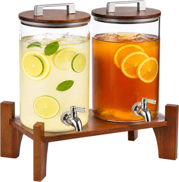 Gallon for Parties with Acacia Wood Stand - Set of 2