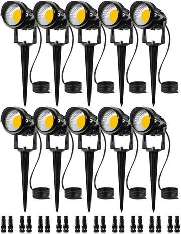 12W Low Voltage LED Landscape Lights with Connectors, Outdoor 12V Super Warm White (900LM) Waterproof Garden Pathway