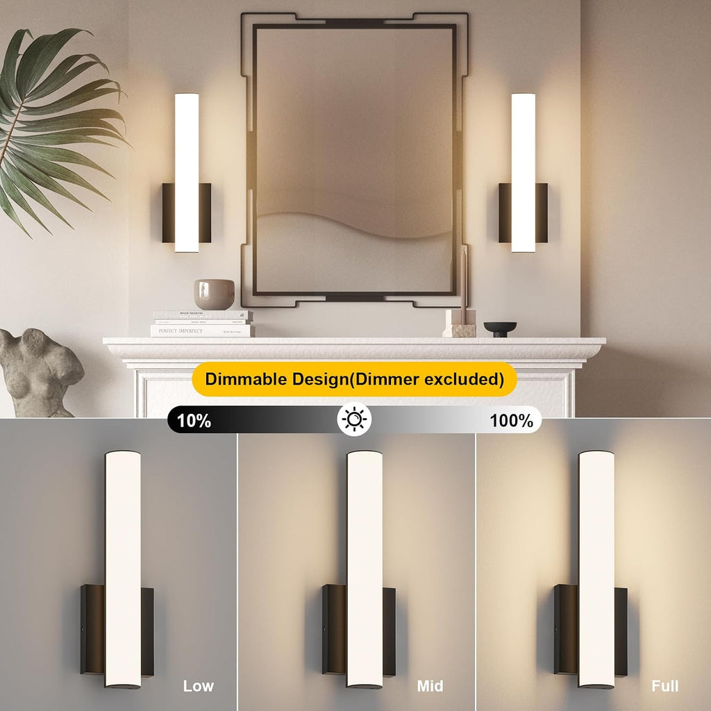 15.7 Inches Modern Bathroom Led Wall Sconces,18W 3000K Hardwired Wall Light with White Acrylic Lampshade,Indoor