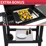 3-Burner Propane Gas Grill, 30,000 BTU BBQ Grill with Cast Iron Grates, 252 Sq. In. Cooking Area and Foldable Side Tables