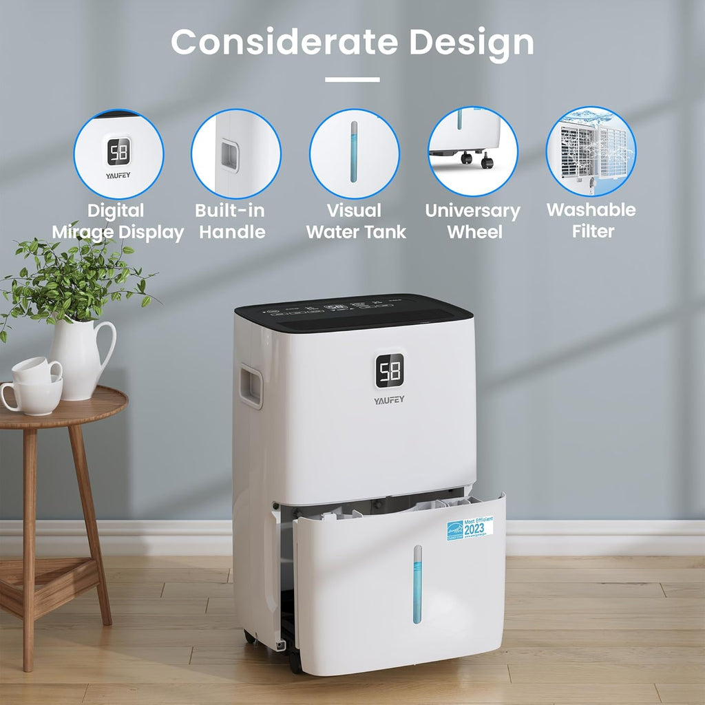 5000 Sq. Ft. Energy Star Certified Dehumidifier, Max 80 Pints Dehumidifier for Basement with Drain Hose