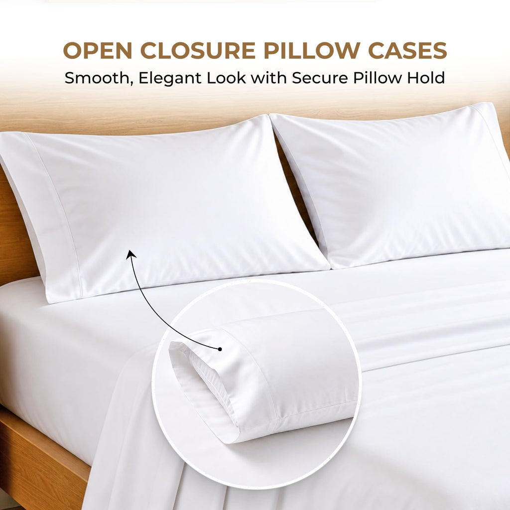 SGI Luxury 600 Thread Count Queen Sheets Set, White, 100% Egyptian Cotton