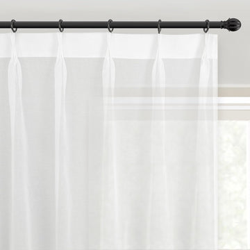 Pinch Pleat Sheer Curtains 96 inch Length 2 Panels Set Back Tab Sheer Vertical Drapes Privacy Added with Light