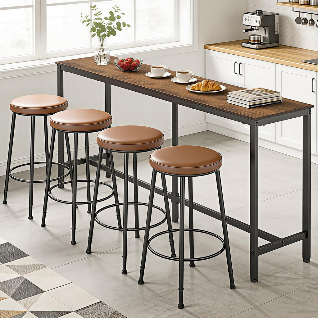 71" Bar Table, Bar Height Pub Table with Sturdy Legs & Adjustable Foot Pads, Counter Height Dining Table for Bar