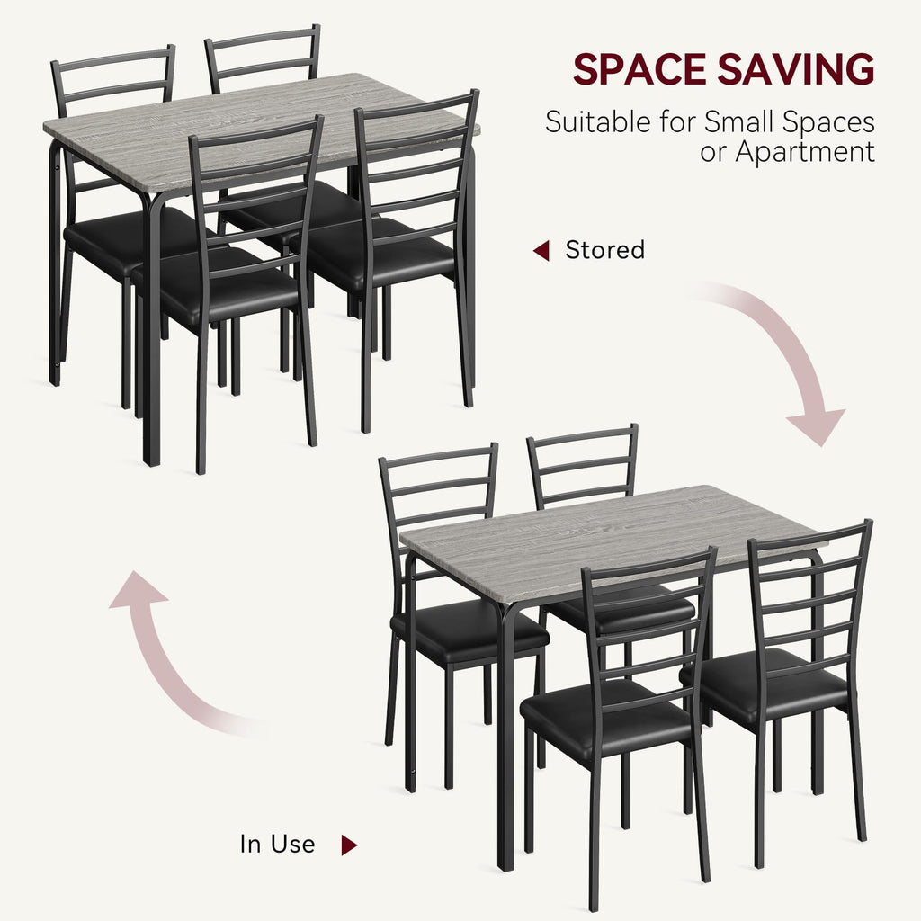 5-Piece Kitchen Dining Room Table Chair Set for Small Space, Indoor Modern Dinette Set for 4, Square Dinner Table Set