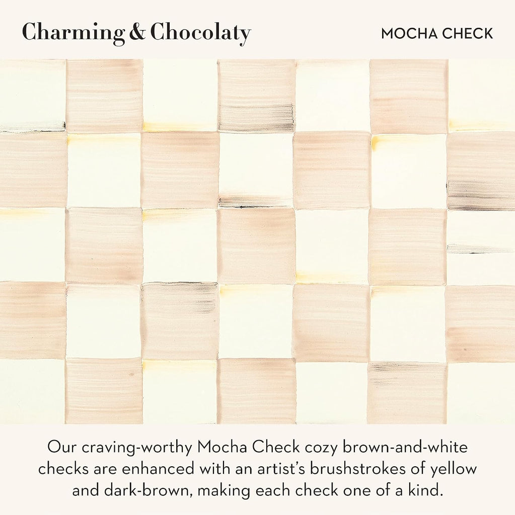 Three-Tier Sweet Stand, Brown-and-White Mocha Check | Hand-painted design, made from enameled steel, three-tiered