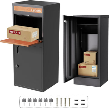 Large Lockable Package Delivery Box Parcel Drop Box with Rear Access Door, Weather-Resistant Metal Parcel Locker
