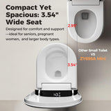 Compact Smart Toilet for Small Bathrooms, Shallow Depth Design, Foam System, Auto Open and Close Lid, 12-Inch Rough-In, Built-In Tank, Heated Seat, Foot Sensor Flush