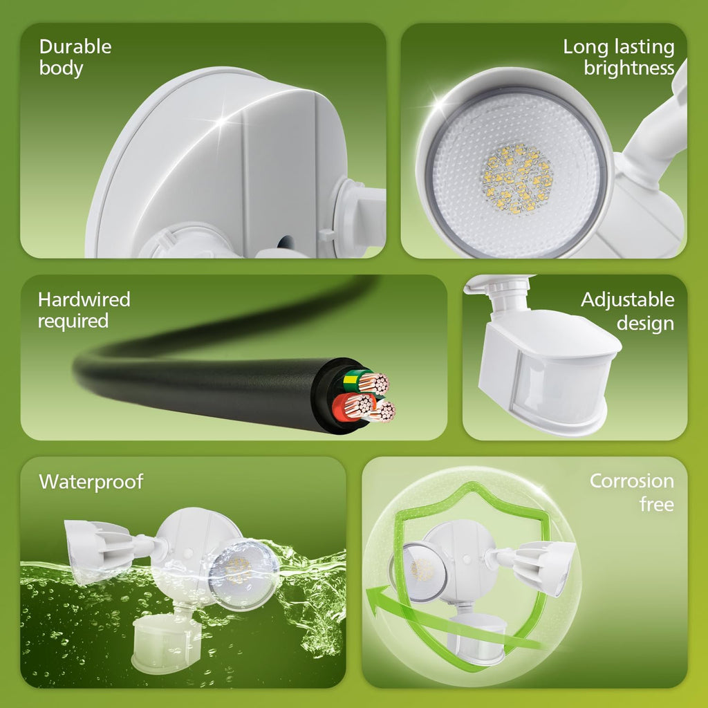 44W 4200 lm LED Security Light Outdoor w/PIR Motion Sensor, 5000K Daylight Flood Light, Waterproof, Dusk to Dawn, 2