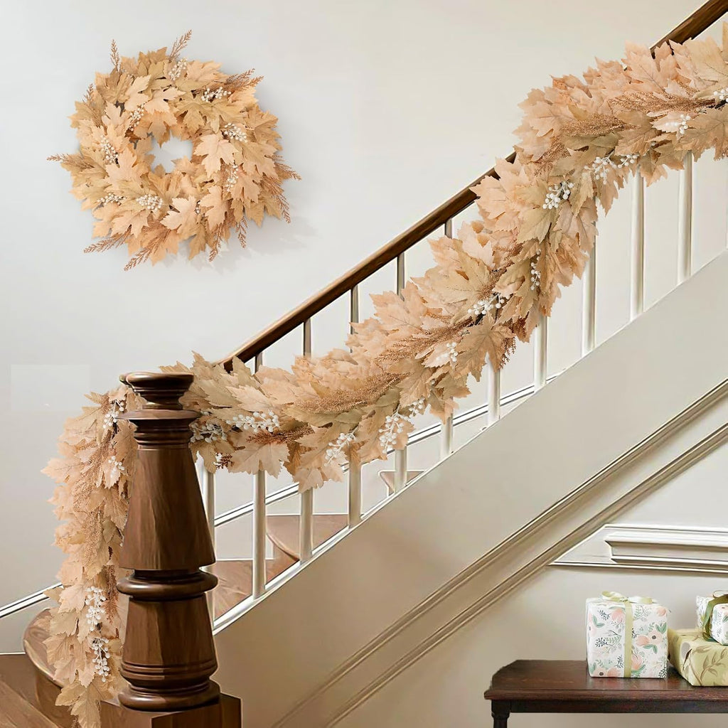 Fall Decorations, 6Ft Artificial Berry Cypress Leaves Fall Garland - Set of 6