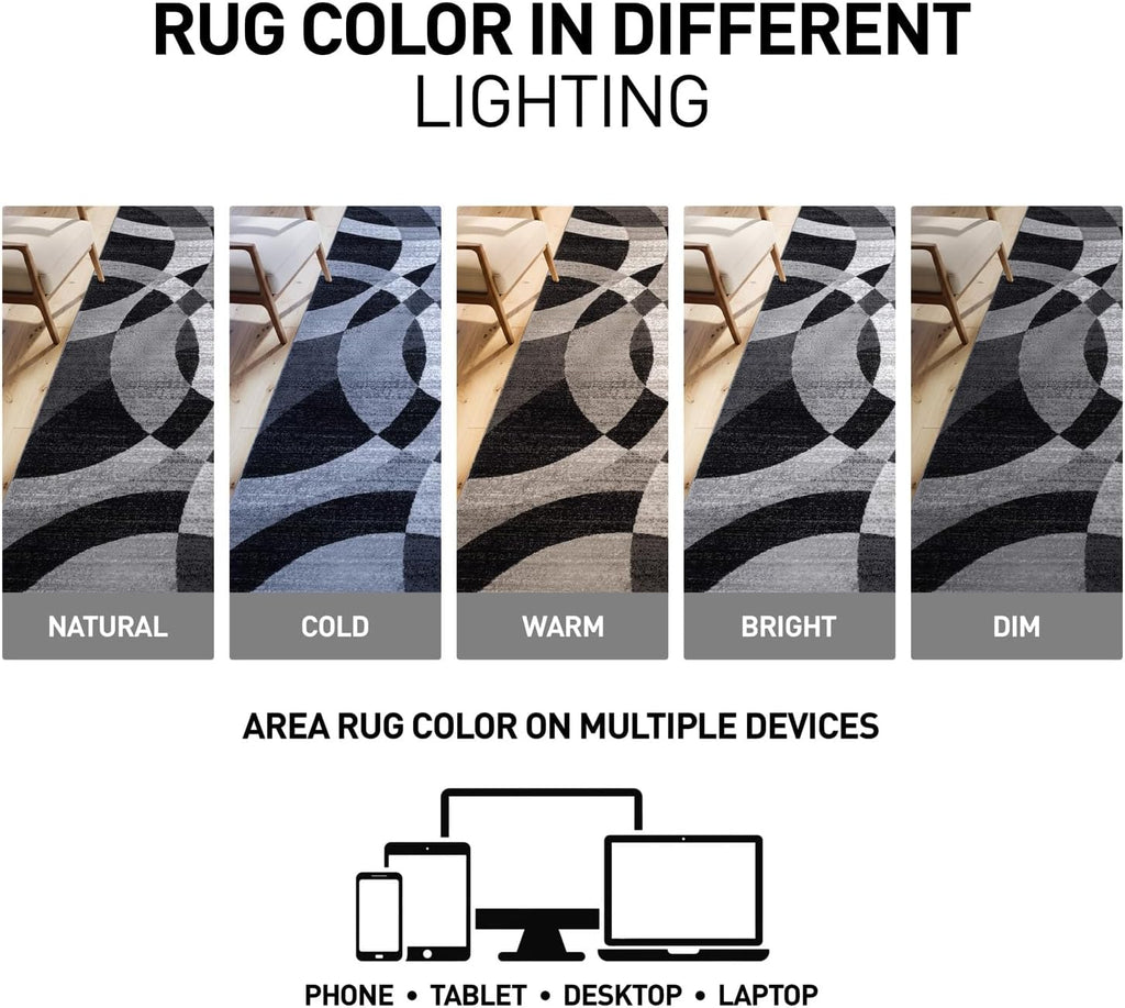 Contemporary Abstract Circles Perfect for high Traffic Areas of Your Living Room,Bedroom,Home Office,Kitchen Area Rug