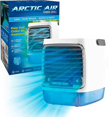 Turbo Chill Evaporative Cooler with HydroChill Technology, 4-Speed Portable Air Cooler Fan, Up To 8 Hr Per Fill, 7