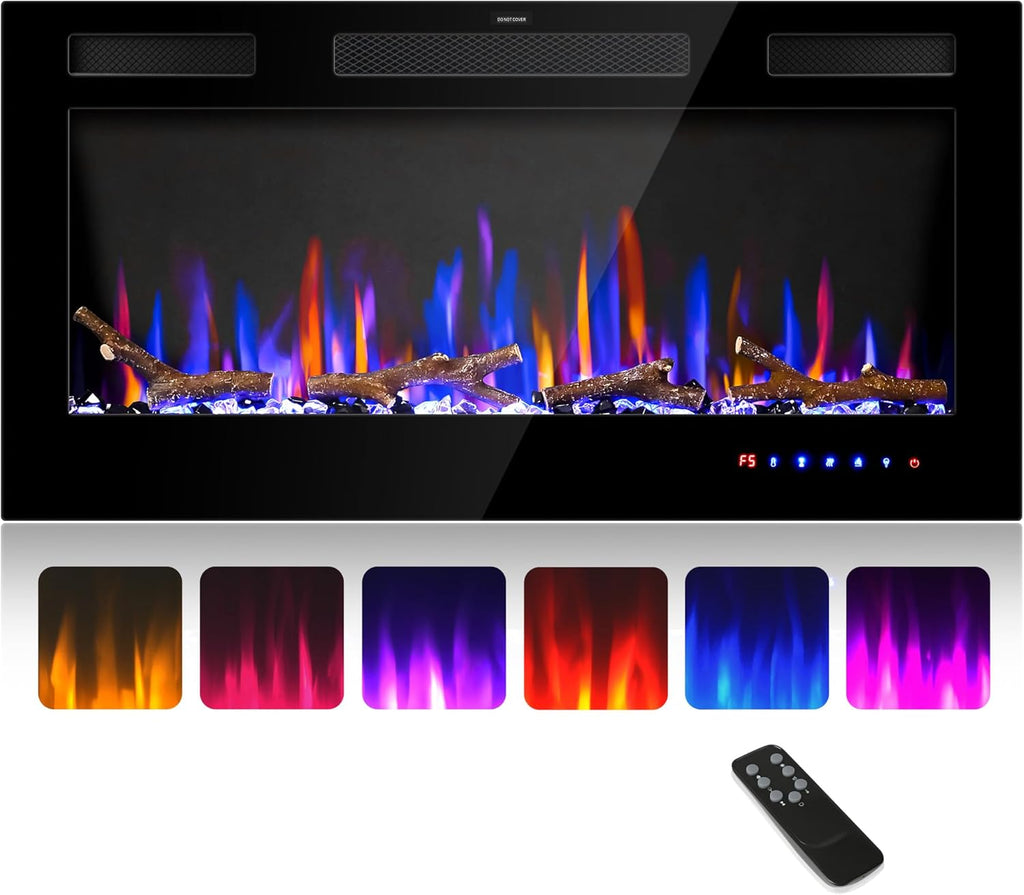 36" Electric Fireplace Inserts - Recessed Fire Place and Wall Fireplace Heater