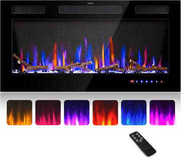 36" Electric Fireplace Inserts - Recessed Fire Place and Wall Fireplace Heater