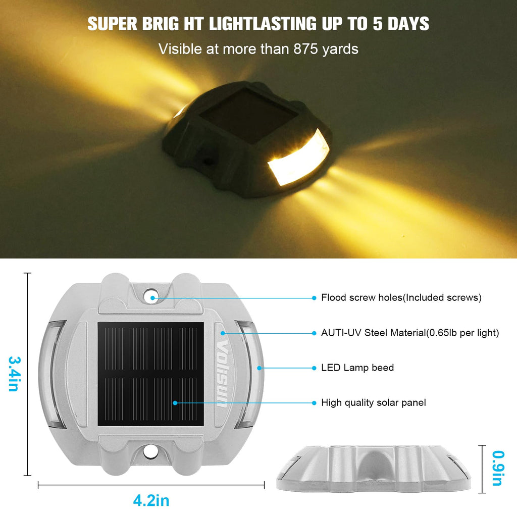 Solar Deck Driveway Dock Lights,Solar Pathway Lights,Warm 8 Pack