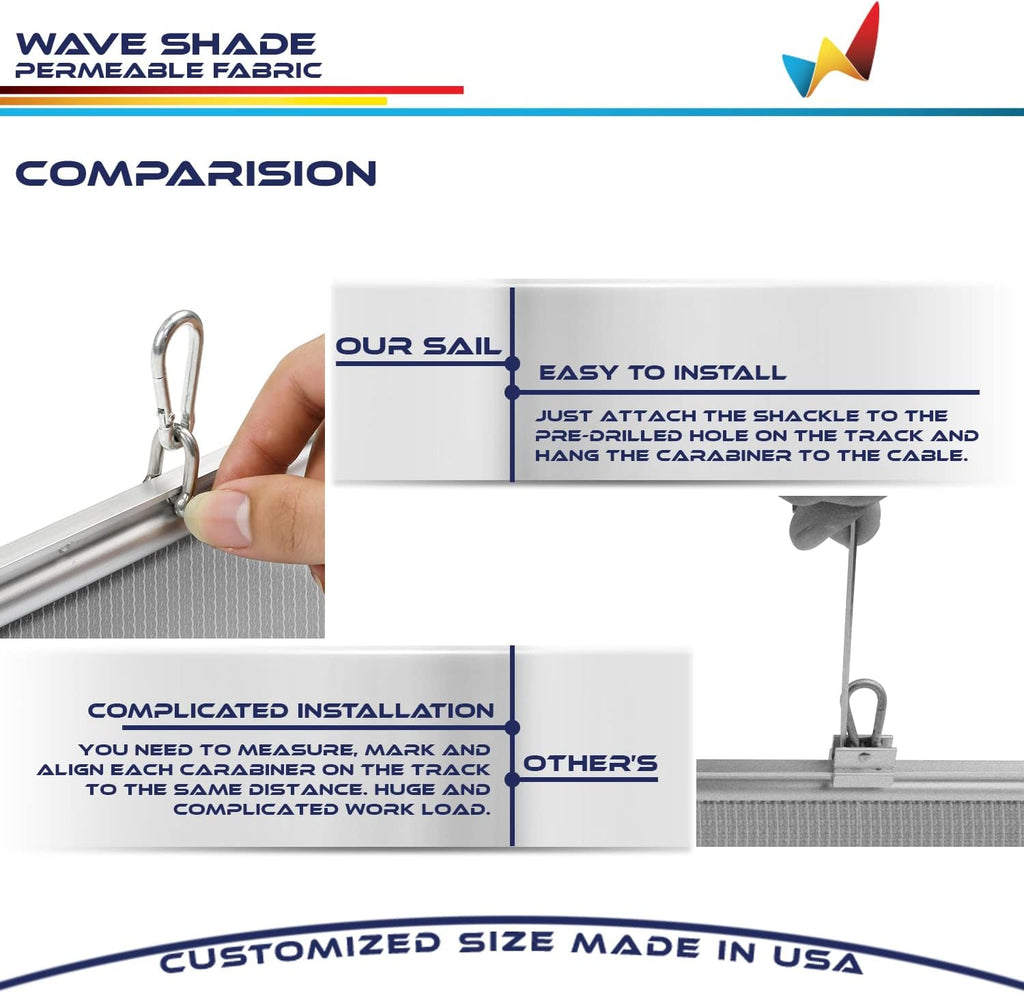 4' x 12' Retractable Sun Shade Canopy Cover Sliding Wave Shade Sail for Pergola Patio Deck Yard Gazebo Outdoor (Light
