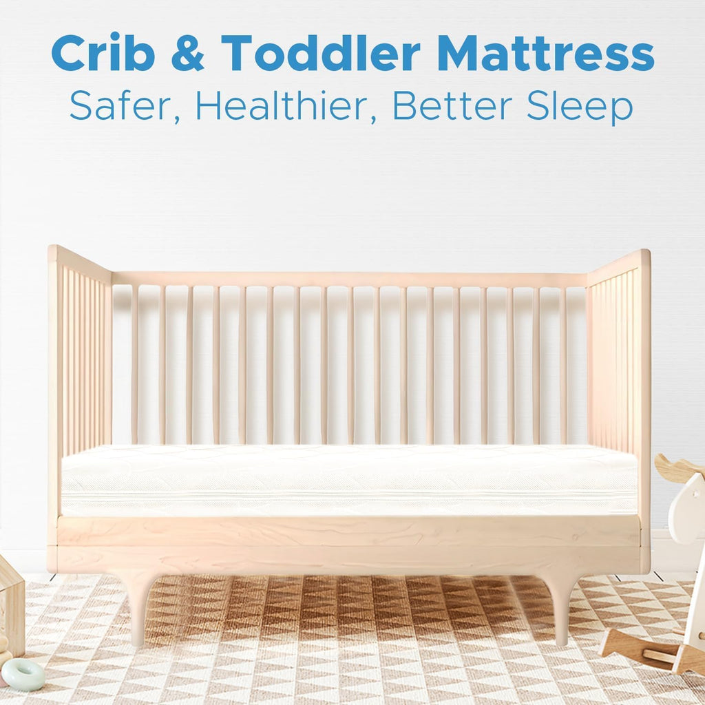 Crib Mattress, Dual-Sided Toddler and Baby Mattress with Washable Airfiber Insert and Removable Cover, 100%