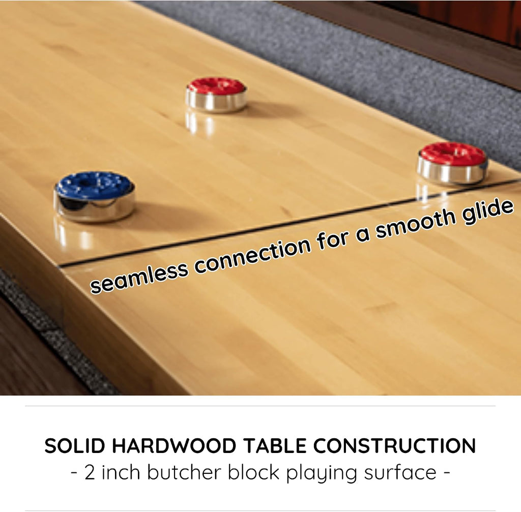 14 FT Solid Wood Shuffleboard Table, Comes in 2 6|7' Pieces Goes Around Stairs & Hallways