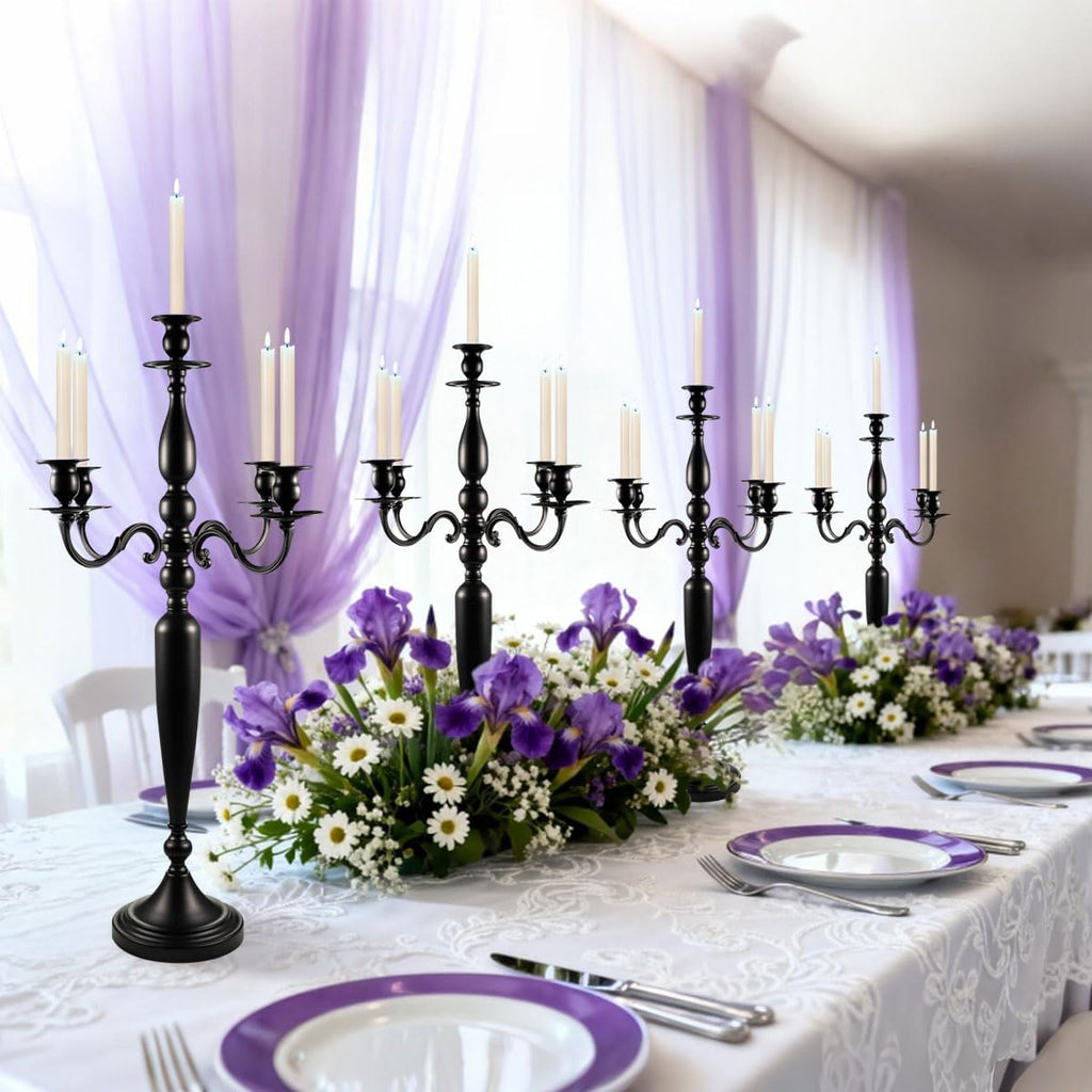 5 Arm Candelabra,28.54 inch Tall Candlestick Holders for Church Party Centerpiece for Dining Table Black Matte 0.78