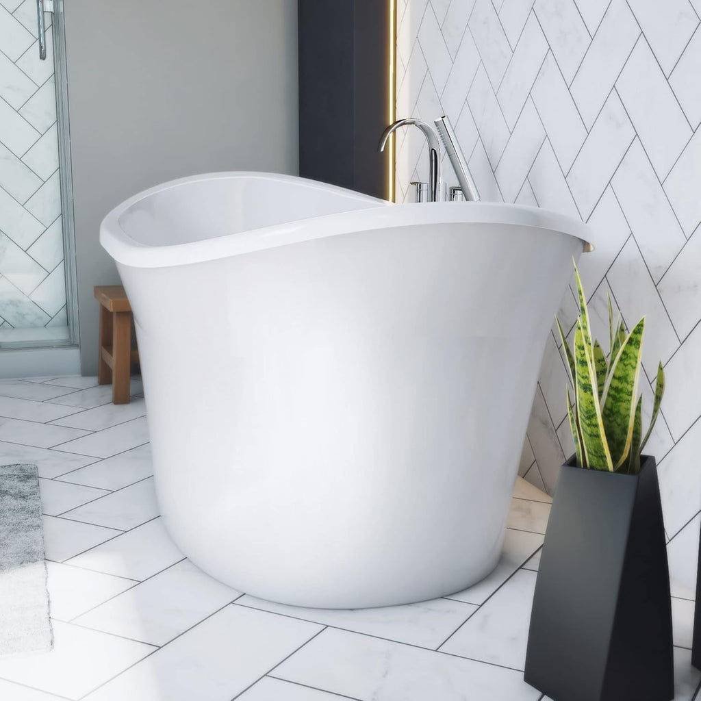 Montego 60 inch L x 27 inch H White Acrylic Freestanding Bathtub