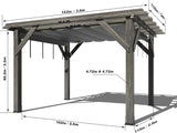10 X 12 FT Wood Pergola, Solid Structure, Retractable Shade Canopy, Outdoor Wooden Pergola