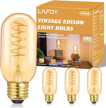 Vintage Edison LED Light Bulb 25 Watt 20 Watt Equivalent E26 Medium Base Dimmable Soft Warm 2200K Amber Antique T45