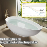 64" Edeyeu Freestanding Bathtub - Modern Artificial Stone Soaking Bathtub, Extra-Deep Freestanding Bathtub, Colored