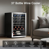 Wine Cooler Refrigerator, Freestanding Wine Fridge with Adjust Temperature（32°F-