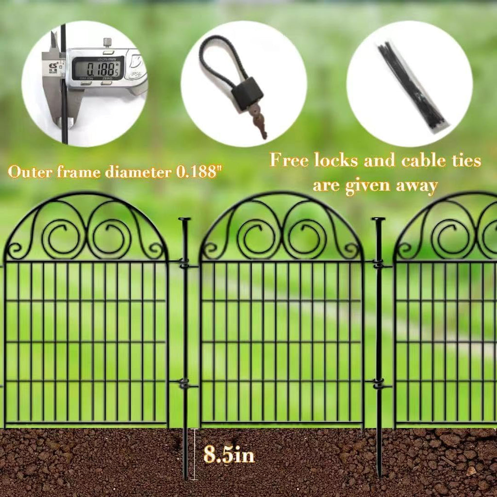 Tall Garden Animal Barrier Fence with Gate, 36 in(H)×30.6 Ft(L) 14 Panels Dog Digging Fence Barrier, Black Heavy Duty