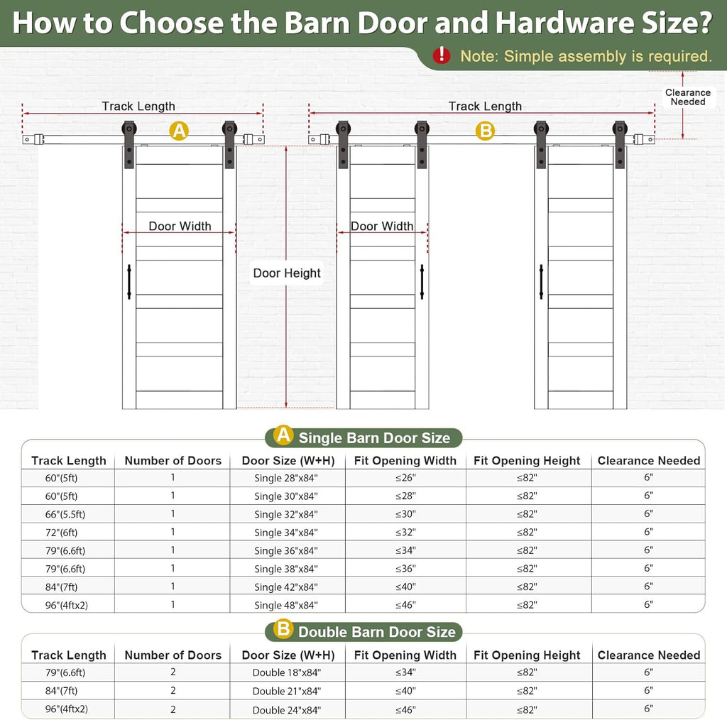 32x84 inch Glass Sliding Barn Door Slab with 5.5ft Hardware Kit Included, 5-Panel Frosted Glass, Spr