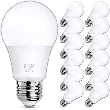 12-Pack A19 LED Light Bulbs, 100 Watt Equivalent LED Bulb, 5000K Daylight White, 1100 Lumens, E26 Medium Base, CRI