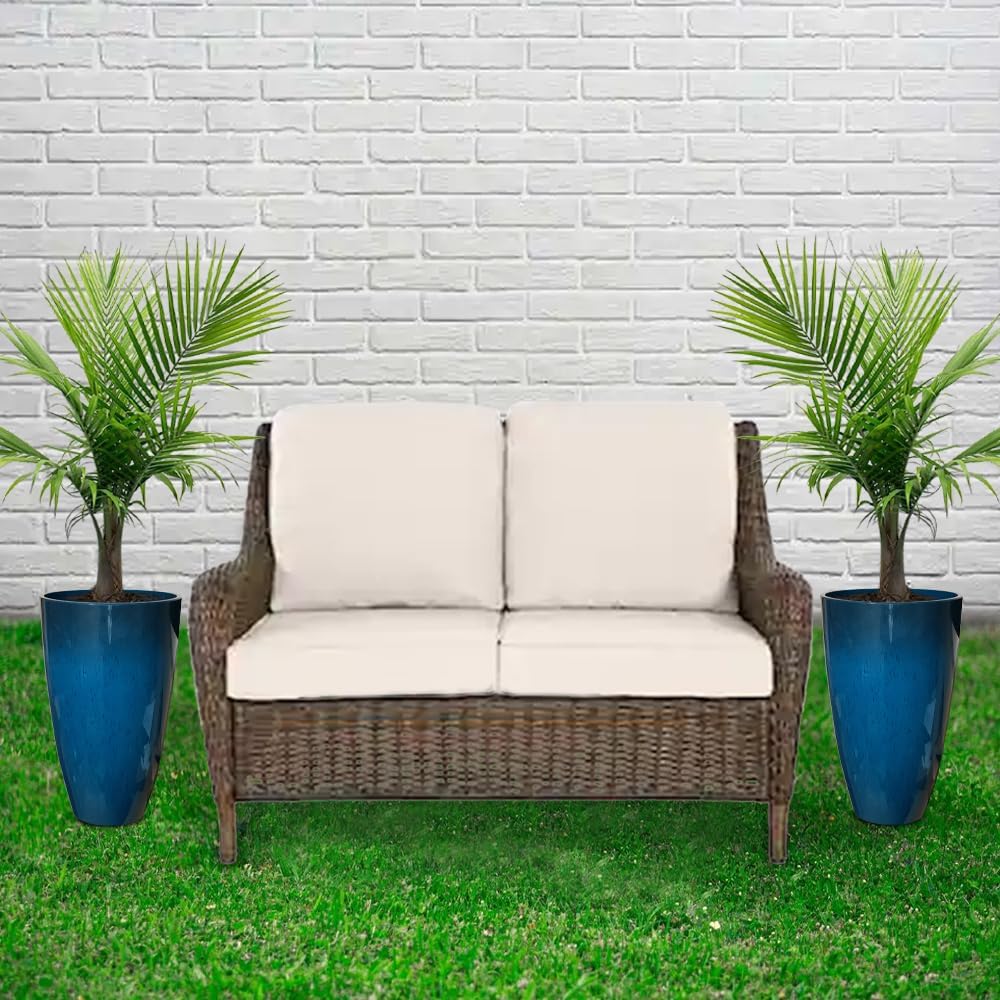 S 2 Pack - Modern Indoor/Outdoor Planters Decor - Weather-Resistant Large Flower Pots - Lightweight 21.26 Inches Tall