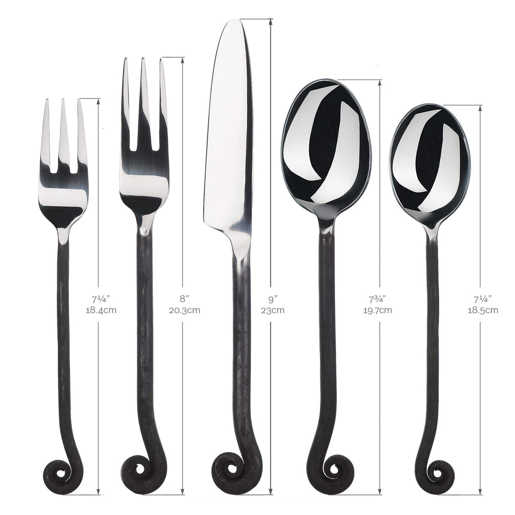 20-Piece Flatware Treble Clef Collection Black Silverware Cutlery Kitchen Sets, Stainless Steel Utensils