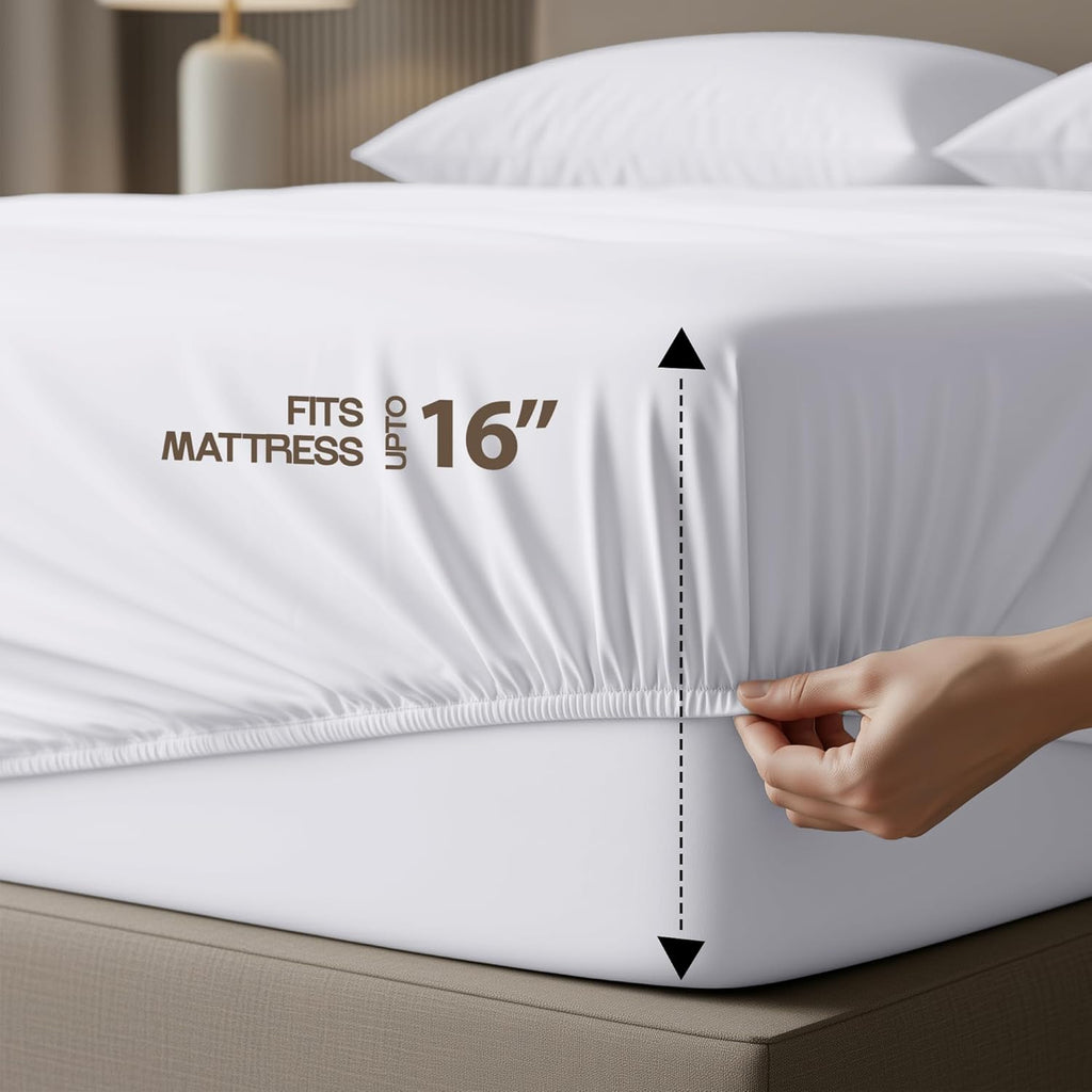 Hotel Sheet Set - 4 Piece Luxury Bedding Sheets, Deep Pocket Soft & Breathable Microfiber Bed Sheets, 1 Fitted
