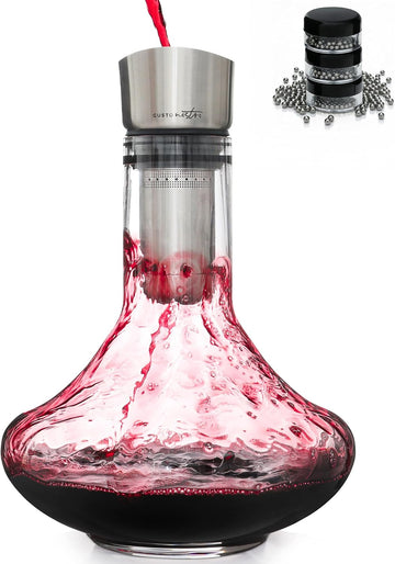Crystal Wine Decanter with Aerator Pourer - Premium Hand-blown Lead-free Glass Wine Decanter Set for Red Wines