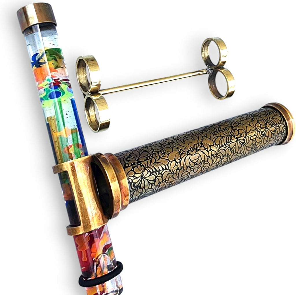 Handcrafted Brass Kaleidoscope with Liquid Motion Chamber and Brass Stand - Vintage-Style Optical Art Collectible
