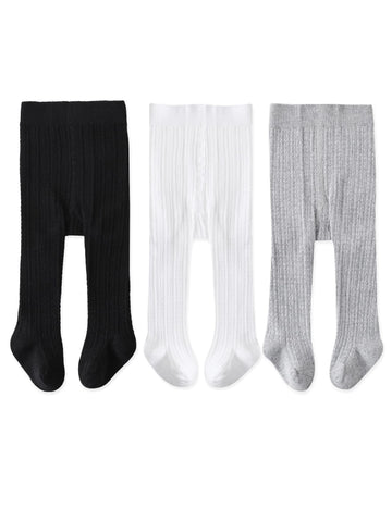 Baby Tights Newborn Girl Footed Leggings Black White Gray
