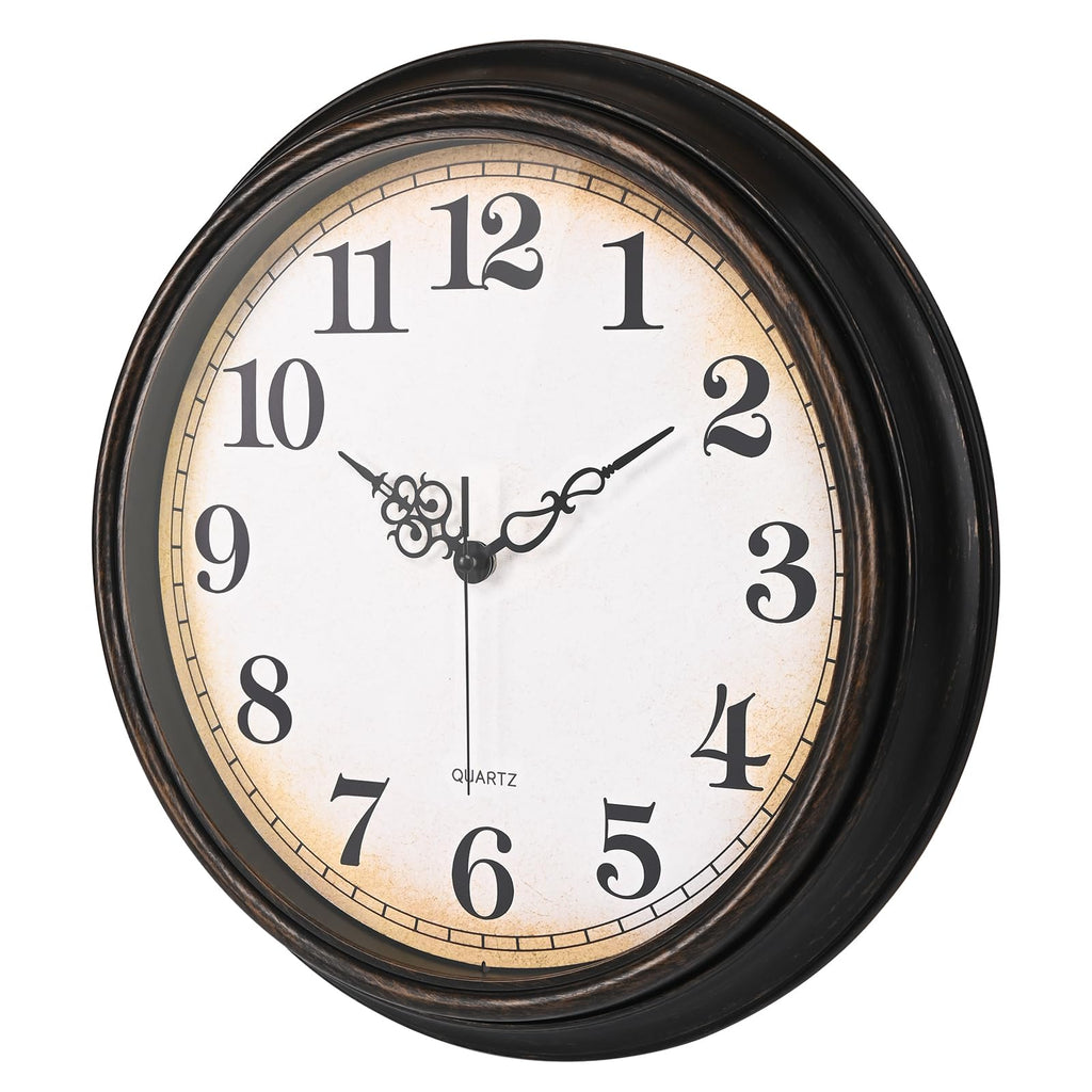 Large Wall Clock 16 Inch Silent Non-Ticking Vintage Wall Clocks Battery Operated Office School (Bronze)