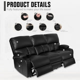 Home Theater Seating,RV Recliner Sofa with Massage and Heat,Manual RV Recliner Loveseat with USB/Cup Holders