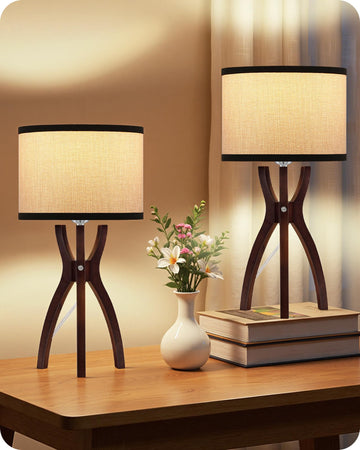 Bedside Lamps Set of 2, 17.7" Mid Century Table Lamps