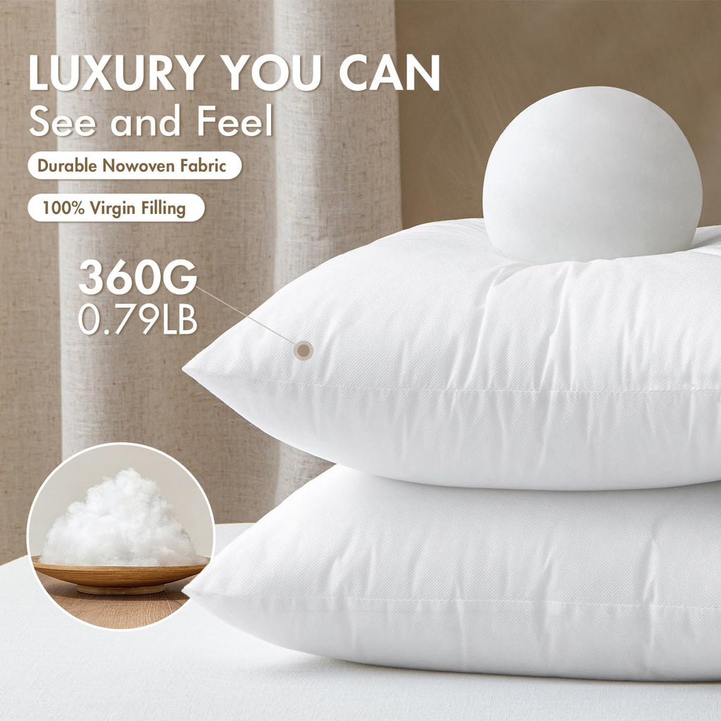 Throw Pillow Inserts 12x20 Inch with 100% Virgin Filling - Set of 2