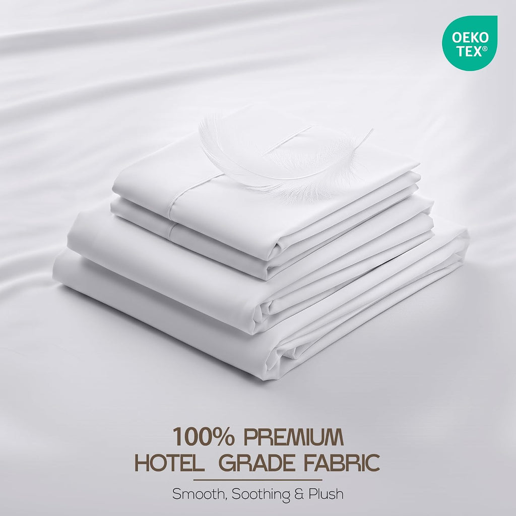 Hotel Sheet Set - 4 Piece Luxury Bedding Sheets, Deep Pocket Soft & Breathable Microfiber Bed Sheets, 1 Fitted