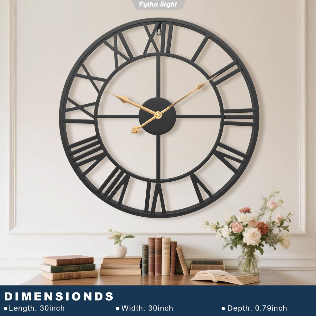 30 Inch Black Large Roman Numeral Wall Clocks