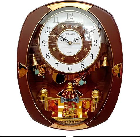 Armor 18" H Brown and Golden Color Classic Rotating Pendulum Wall Clock Decorative Wall Timepiece Adds Timeless Charm to Any Room Unique...
